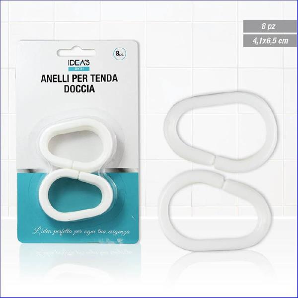 ANELLI PER TENDA DOCCIA 8PZ BIANCO