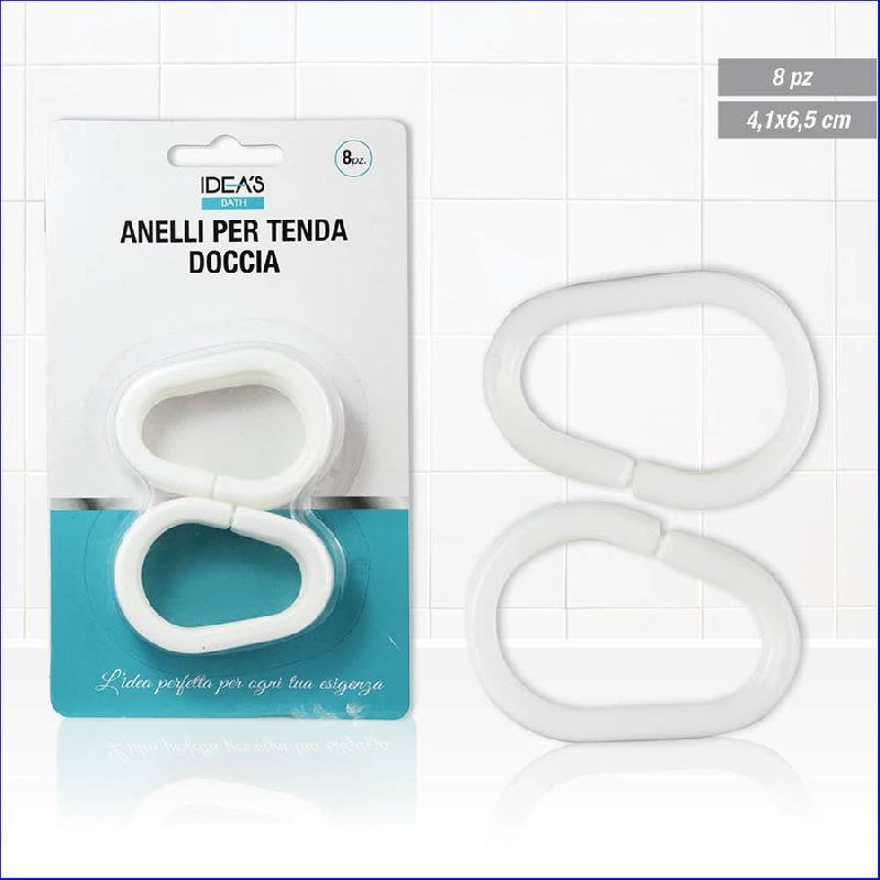 ANELLI PER TENDA DOCCIA 8PZ BIANCO