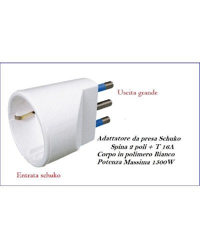NOVA ADATTATORE PRESA SCHUKO A SPINA 2POLI +T16A