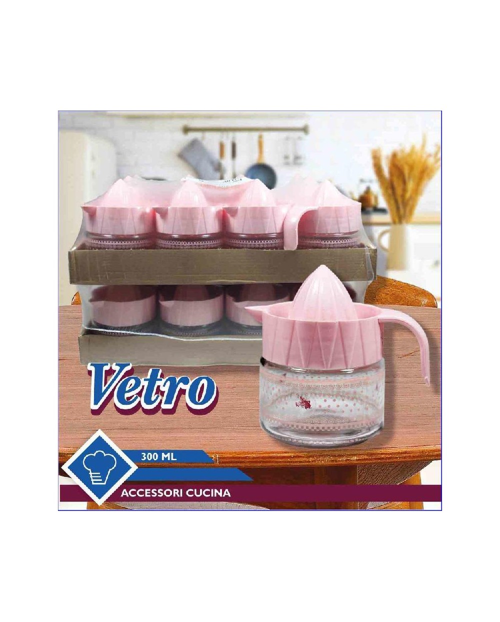 FATIGATI SPREMIAGRUMI VETRO DECORATA 300 ML ROSA