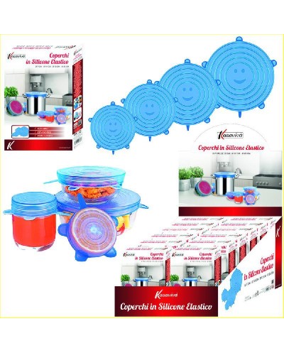 KASAVIVA SET 4 COPERCHI SILICONE DIAMETRO CM 7/10