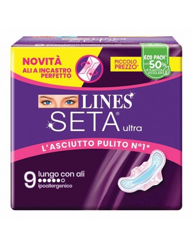 Lines Seta Ultra Assorbenti Lungo Ali 9 Pezzi
