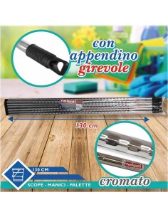 Manico Metallo Cromato Slalom Cm 130 Con Cappuccio