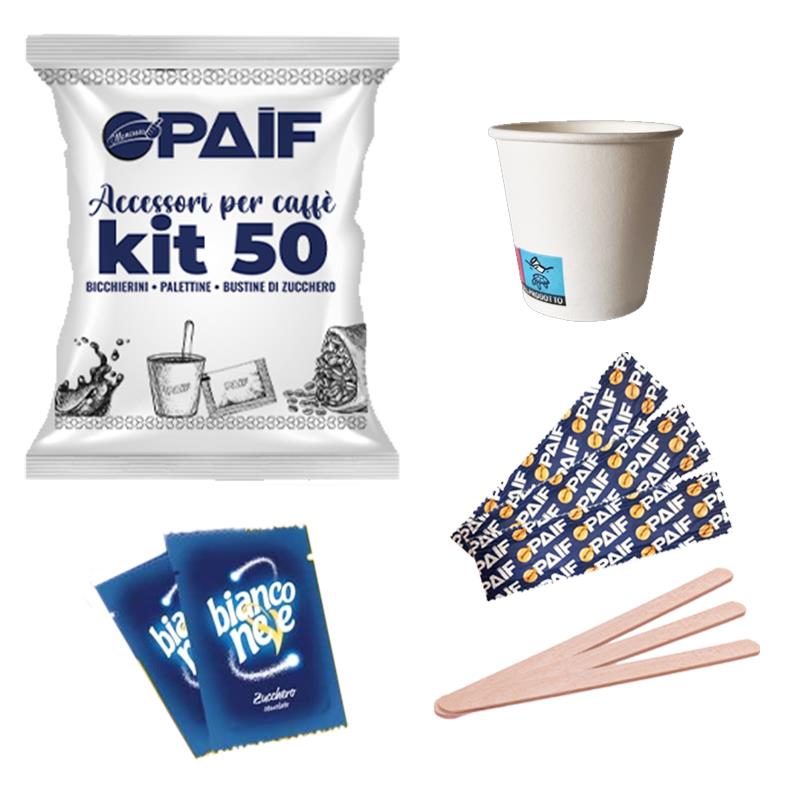 PAIF KIT 50 PZ CAFFE' BICCHIERINI PALETTINE E BUST ZUCC